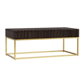Manhattan Lane - Bran 48 Inch Rectangular Coffee Table, Brown Wood, Gold Base, 2 Drawers - Dark Brown, Gold