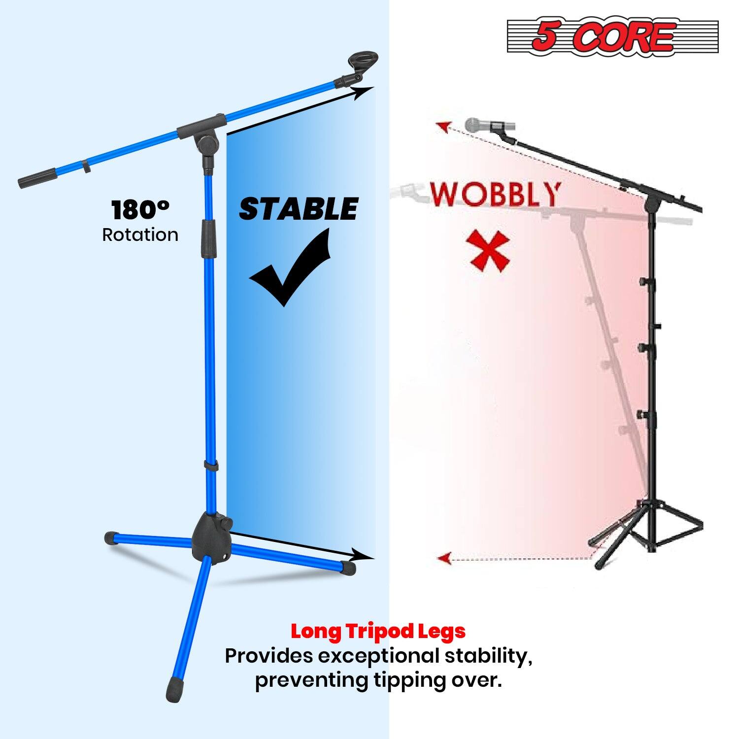 5 CORE, 180 Rotation, STABLE, WOBBLY, Long Tripod Legs, Provides exceptional stability, preventing tipping over.