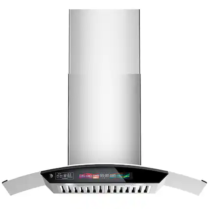 Front. Brano - 36 inch Wall Mount Range Hood Ducted Steel Kitchen Hood Vent with 4 Speed Exhaust Fan - silver.