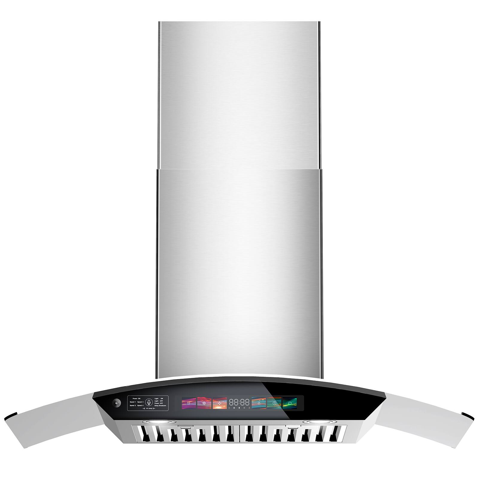 Front. Brano - 36 inch Wall Mount Range Hood Ducted Steel Kitchen Hood Vent with 4 Speed Exhaust Fan - silver.