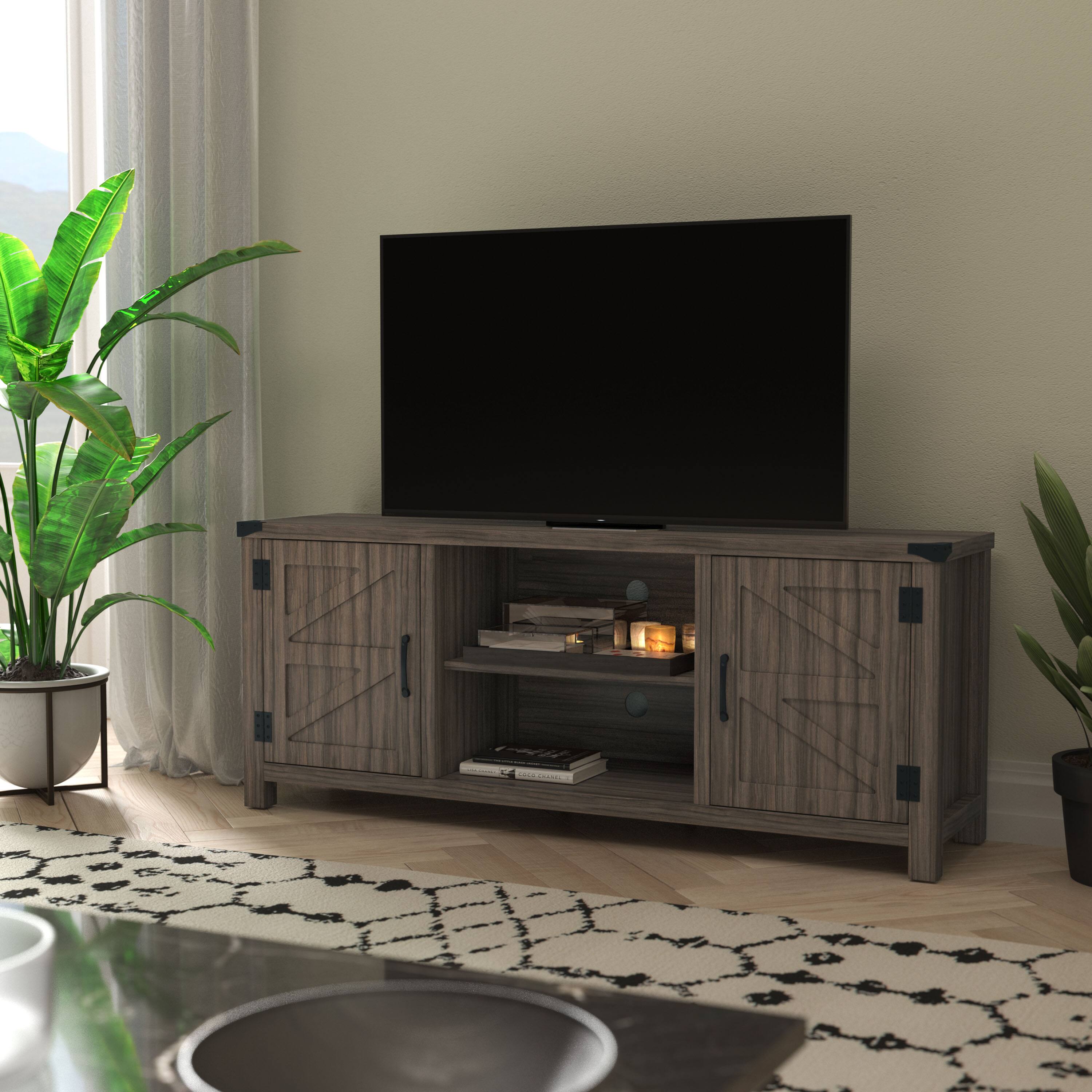 Alt View 35. Alamont Home - 59 Inch Barn Door TV Stand Fits up to 65" TV's with Adjustable Shelf - Gray Wash Oak.