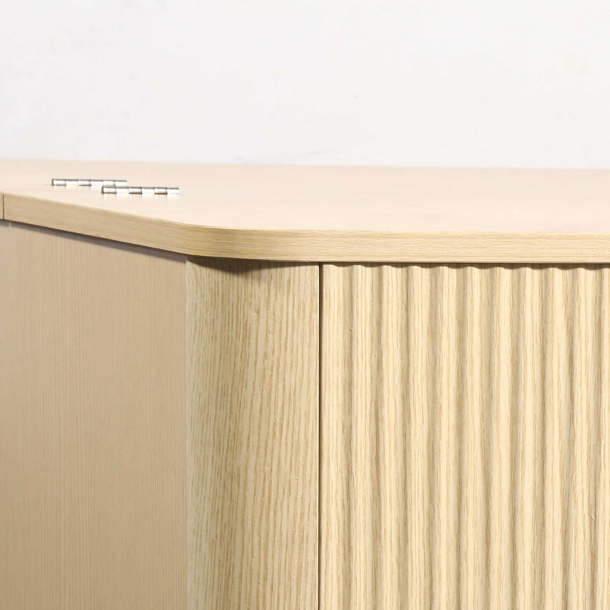 Alt View 4. Ihomeadore - 31.5" Modern Minimalist Fluted Square Dual Flip-Top Coffee Table with Hidden Storage Compartments - Light Oak.