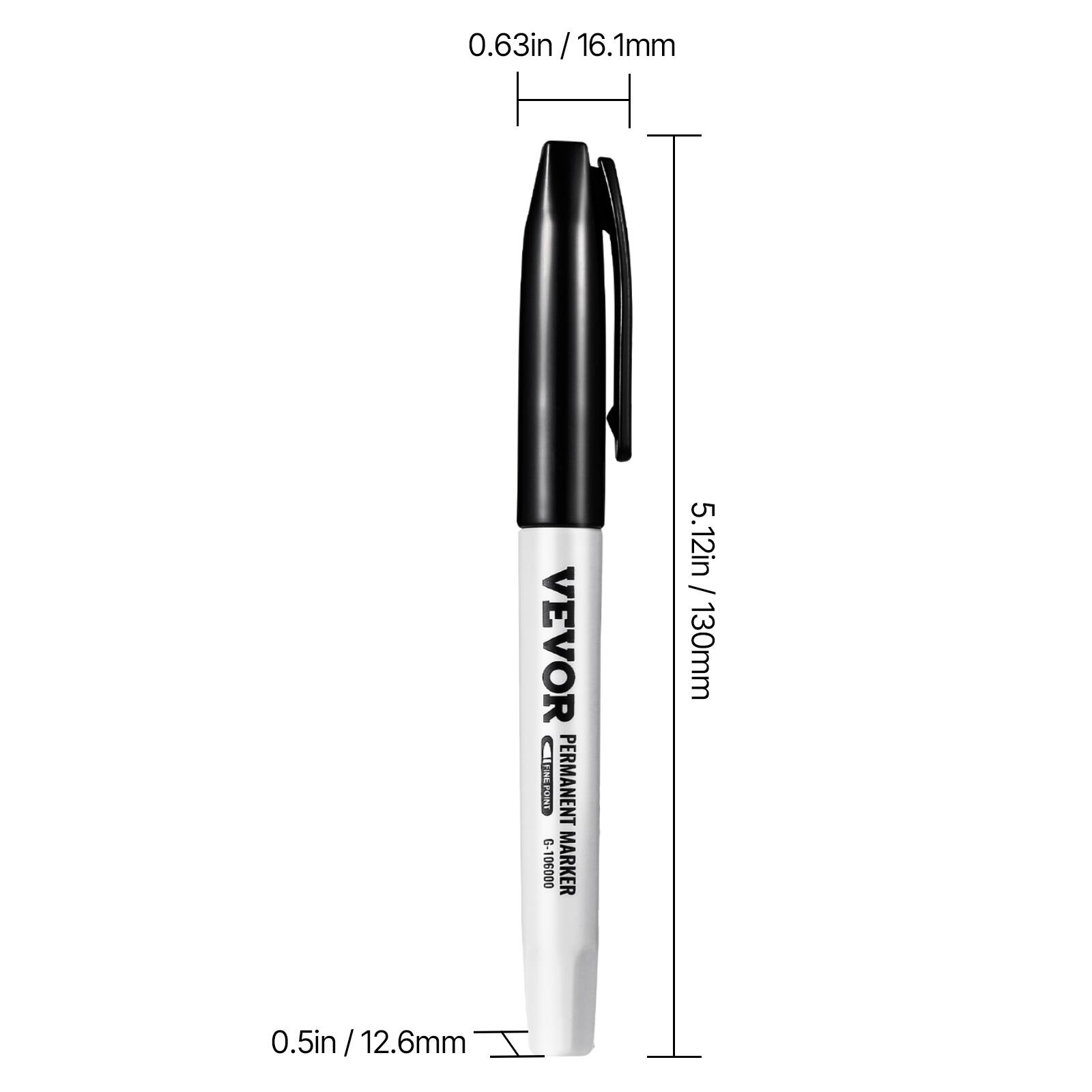 0.63in / 16.1mm  
5.12in / 130mm  
0.5in / 12.6mm  

VEVOR  
PERMANENT MARKER  
EFNEPONT IMD  
-106000