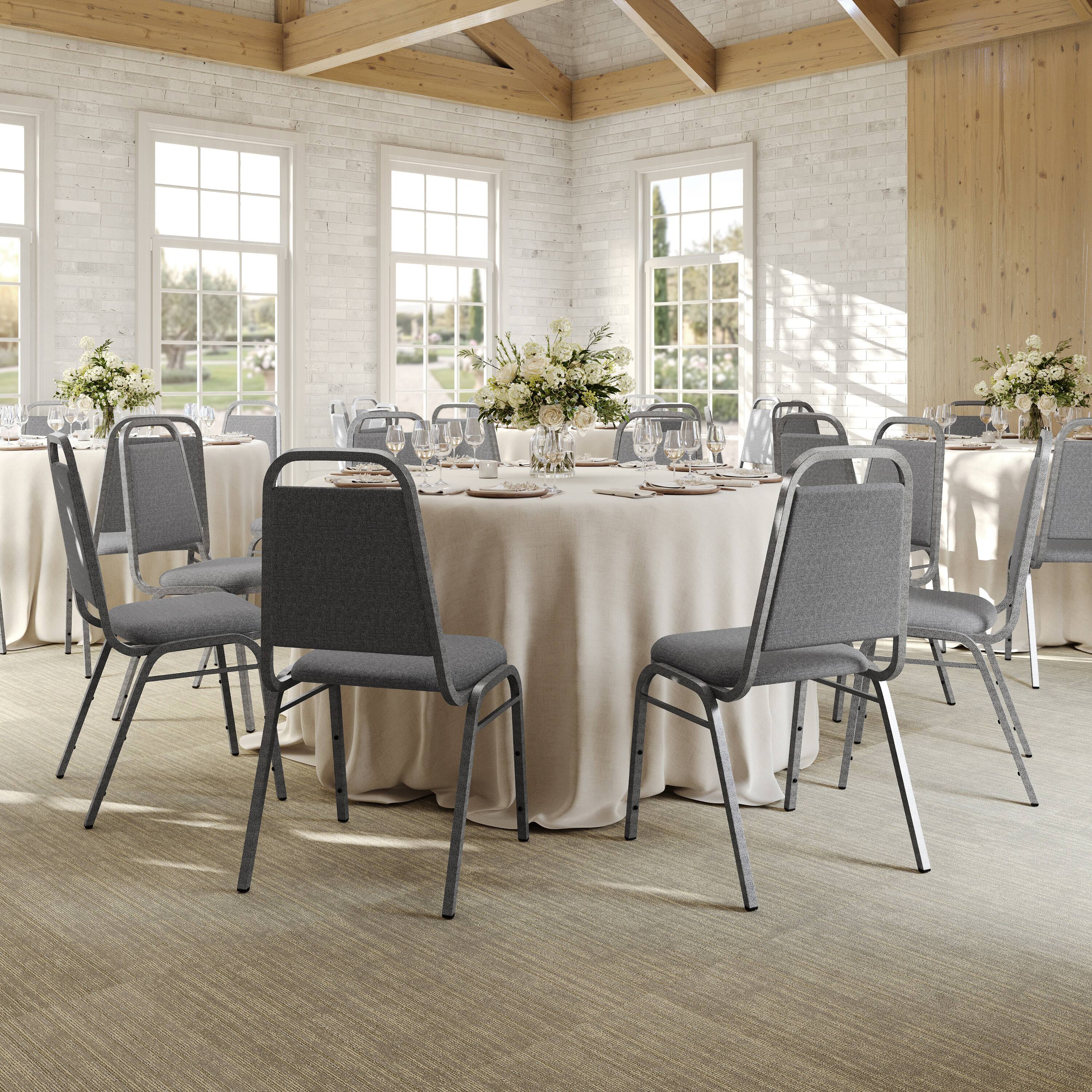 Alt View 1. Emma + Oliver - Fabric-Padded Banquet Stackable Chairs - Charcoal Gray Fabric/Silver Vein Frame.