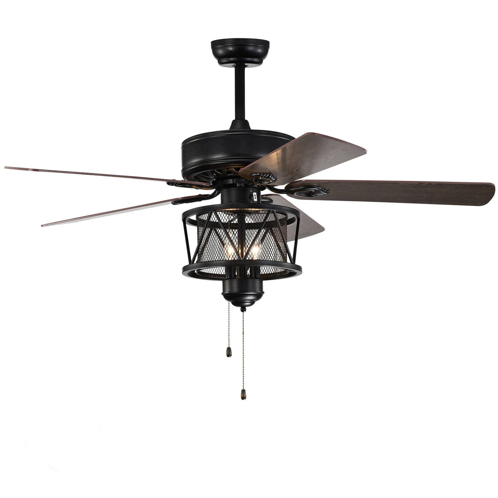Front. Gymax - Gymax 50'' Ceiling Fan with Lights Reversible Blades w/ Pull Chain Control Living Room - as pic.