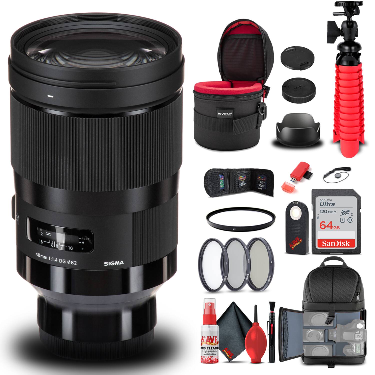 VIVITAR 40mm 1:1.4 DG 82 SIGMA  
1 FEET 16 - 16.40mm 1:1.4 DG 82  
SanDisk Ultra 120MB/s 64GB  
SanDisk KAVE MN  
OdNd INS CLEANE  
KAVE BECU