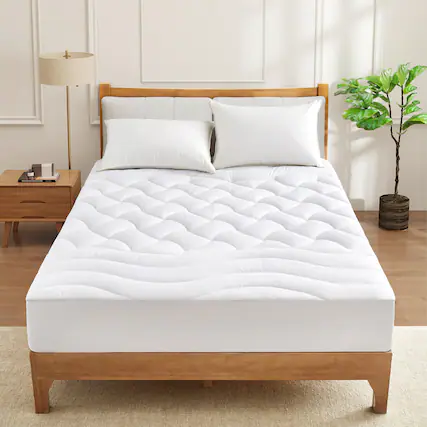 Front. Peace Nest - Peace Nest Cooling Quilted Mattress Pad with Elastic Deep Pocket, Queen - White.