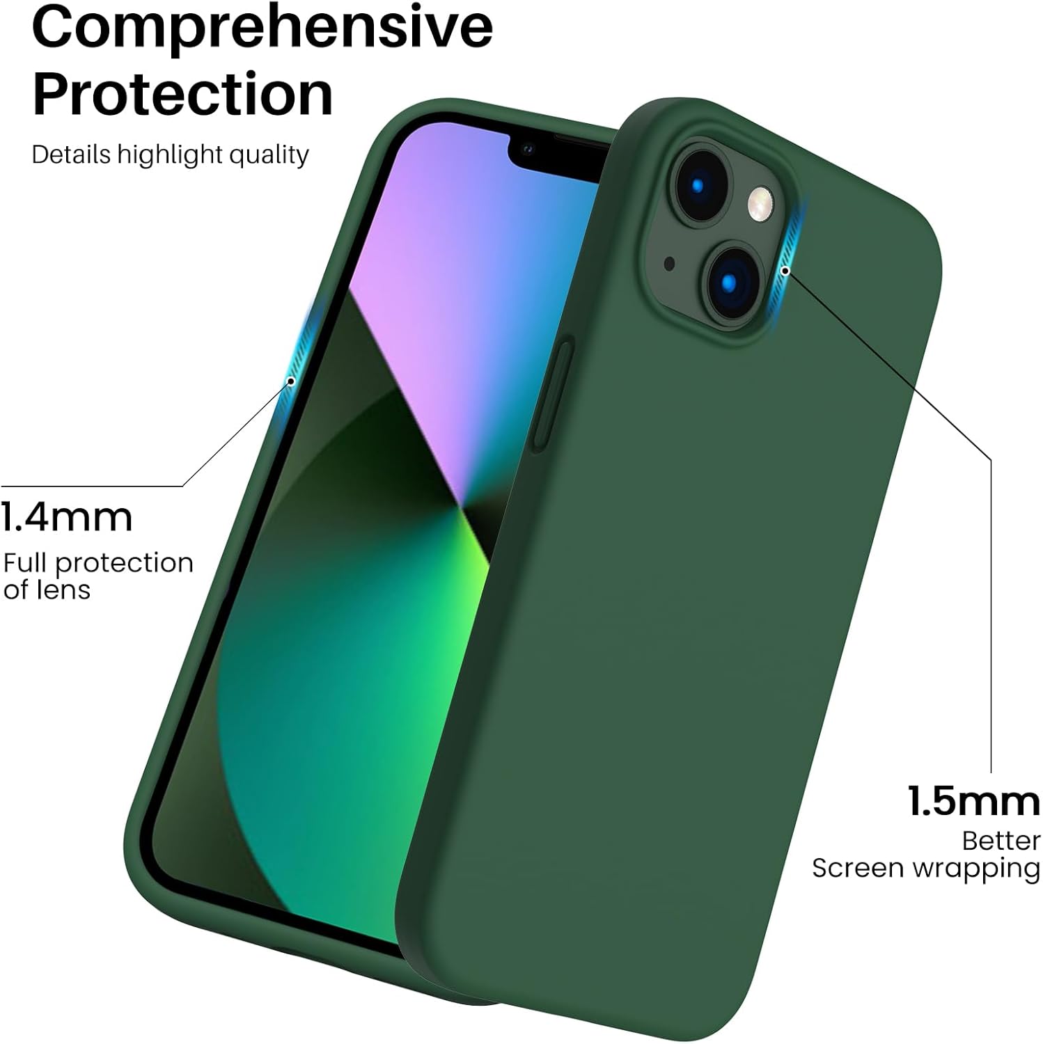 Comprehensive Protection
Details highlight quality
1.4mm Full protection of lens
1.5mm Better Screen wrapping