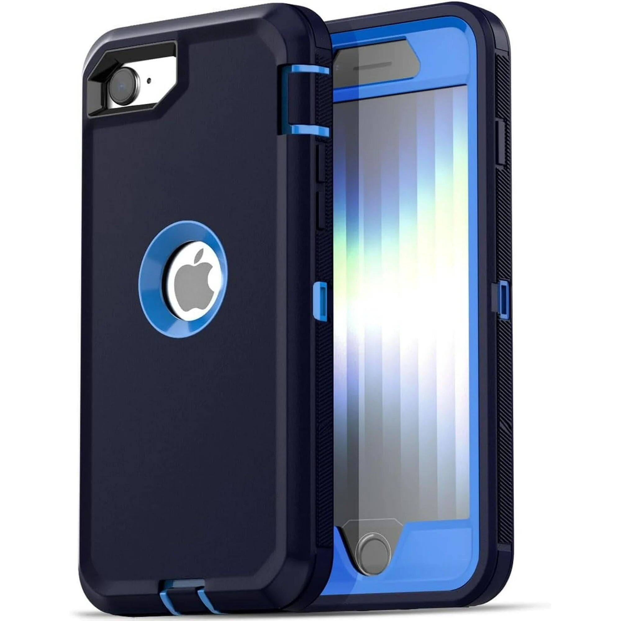 Entronix - Heavy Duty Case for iPhone 8, 7, SE - Triple-Layer Protection - Navy