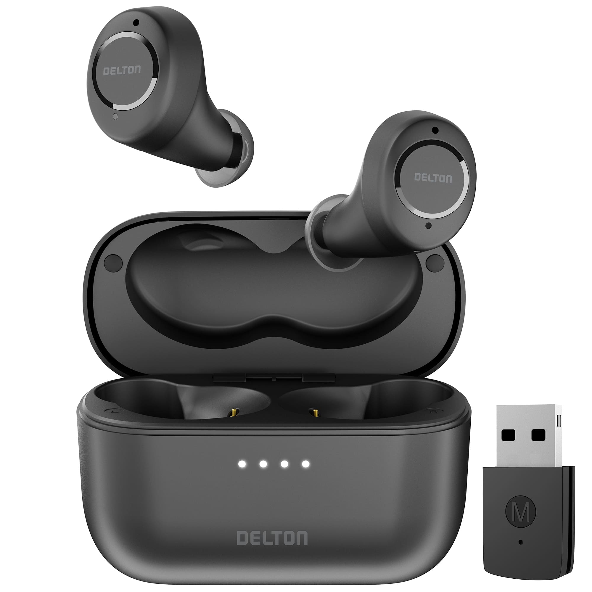 Delton - T150 ANC In-Ear Wireless Auto-pairing Headset with Charging Case (DBHT150) - Black