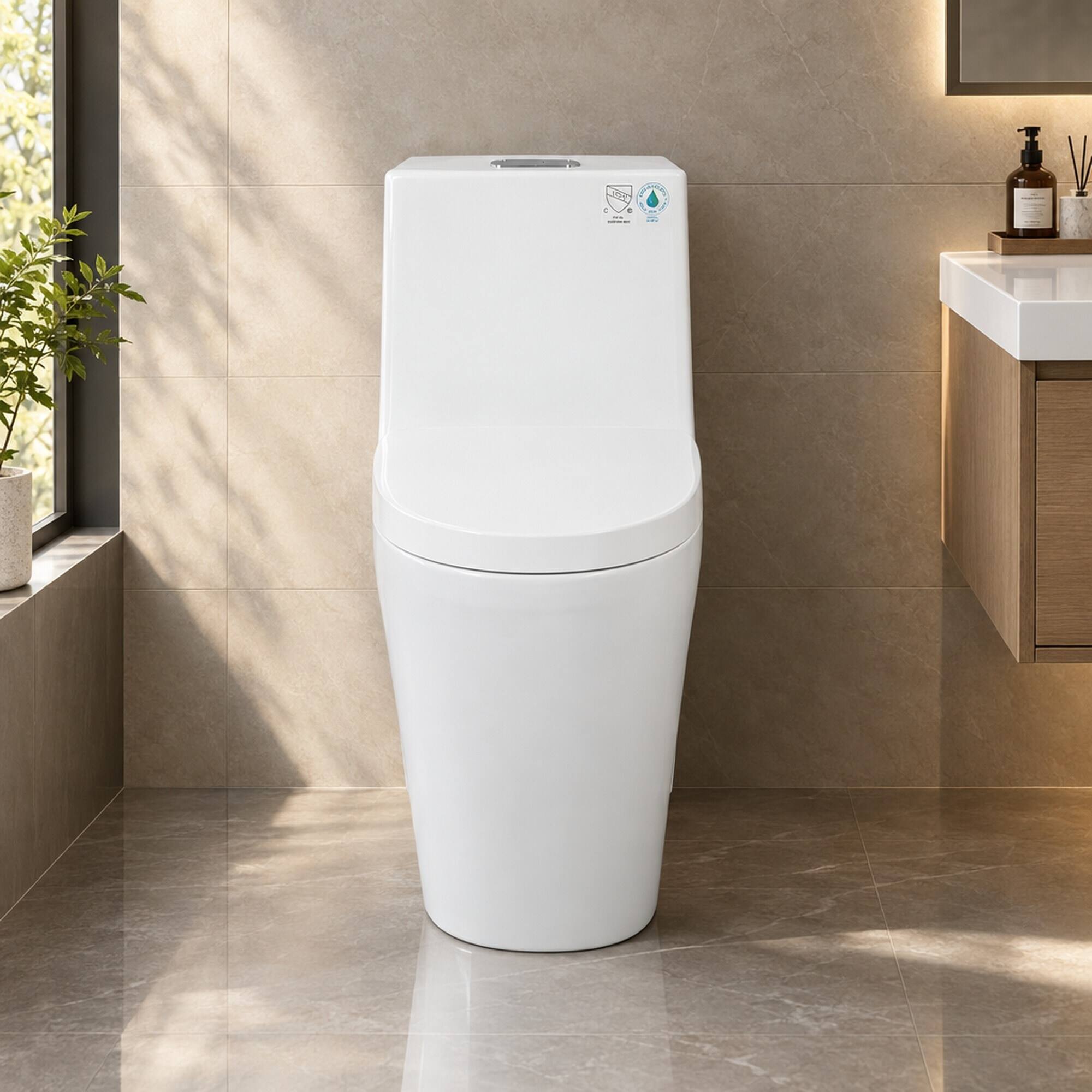 RYHNUYNE One Piece Toilet, Dual Flush Elongated Comfort Height Floor ...