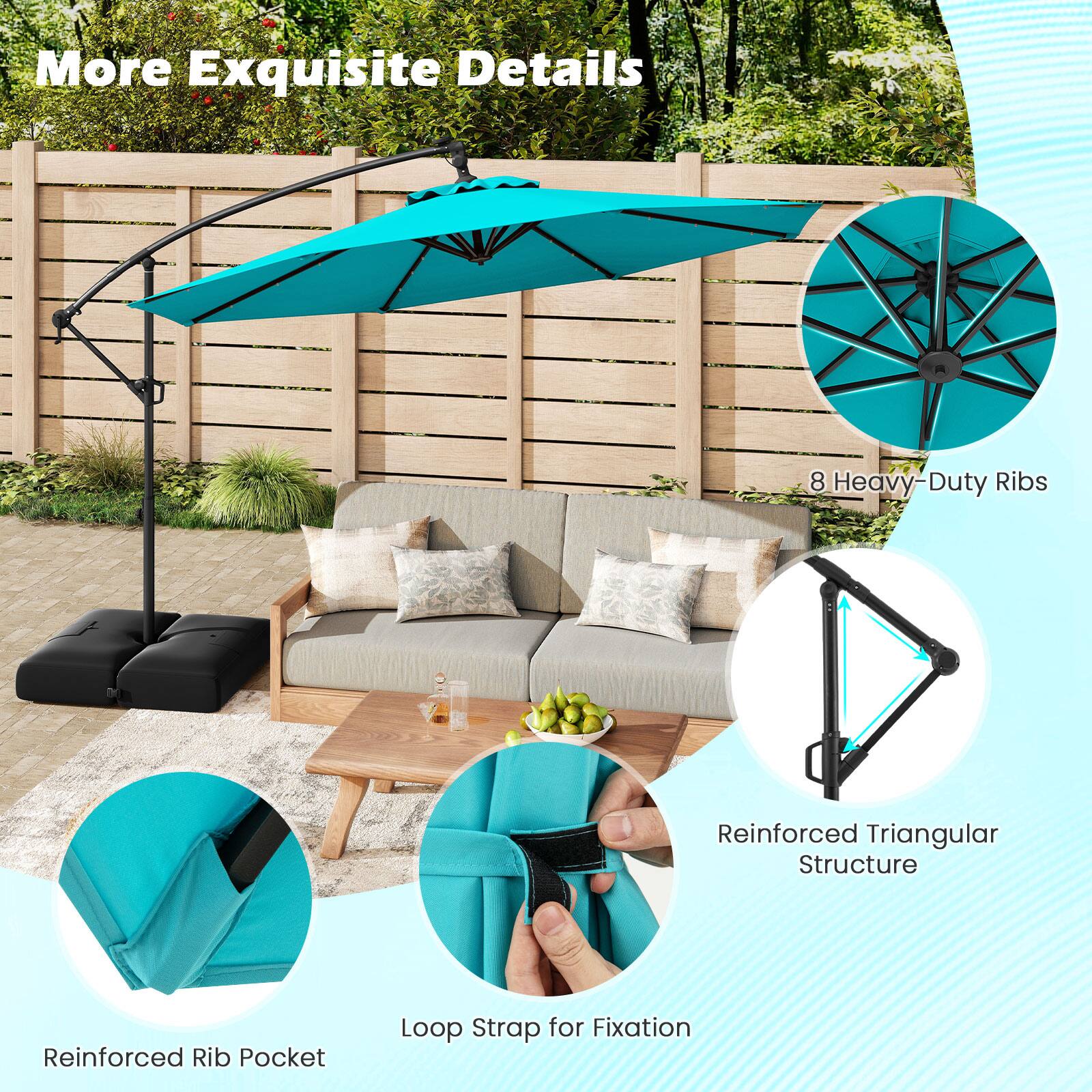 More Exquisite Details
8 Heavy-Duty Ribs
Reinforced Triangular Structure
Reinforced Rib Pocket
Loop Strap for Fixation