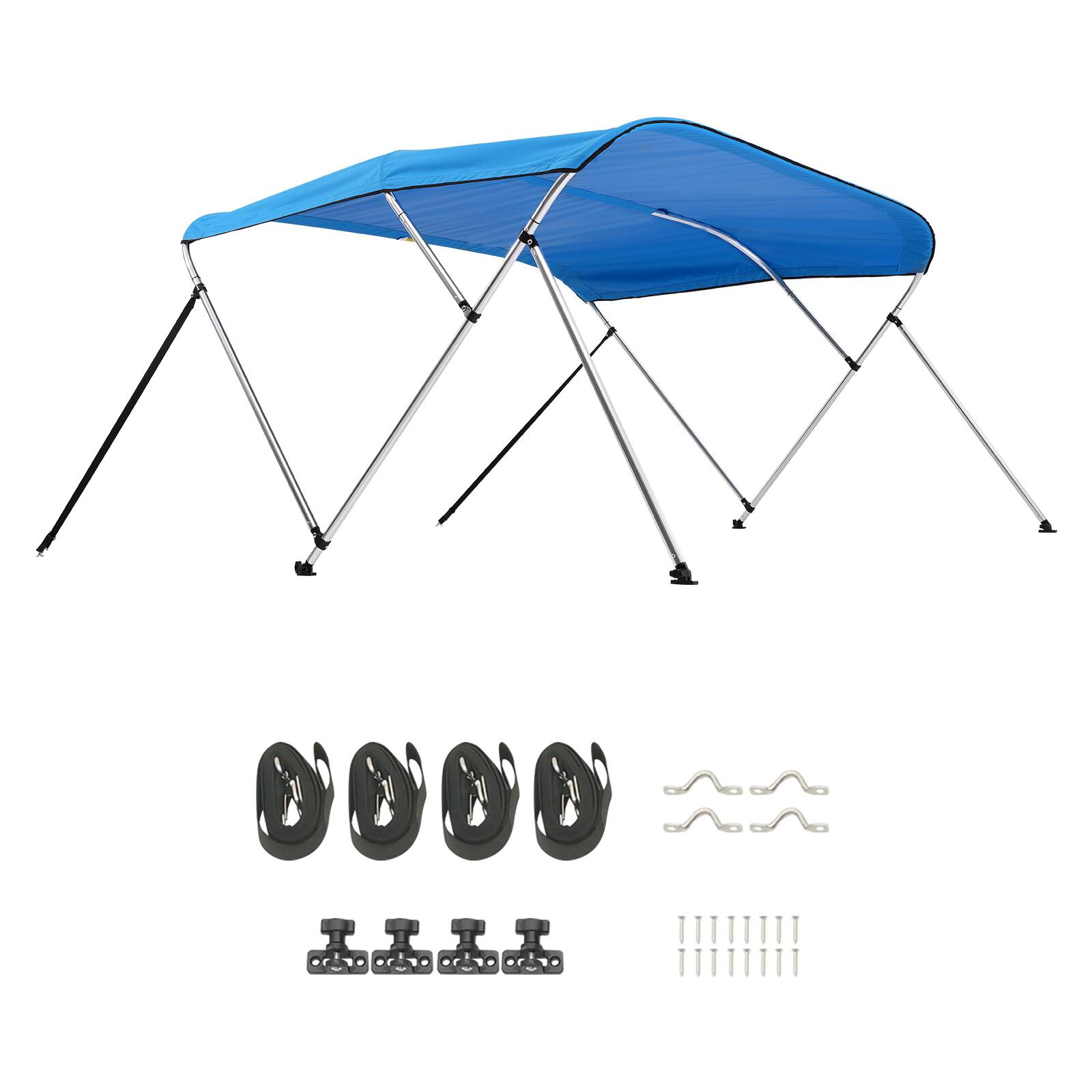 Alt View 5. VEVOR - 3 Bow Boat Bimini Tops, 600D Polyester Canopy with Aluminum Alloy Frame, Waterproof & Sun Shade Boat Awning Canopy - Pacific Blue.