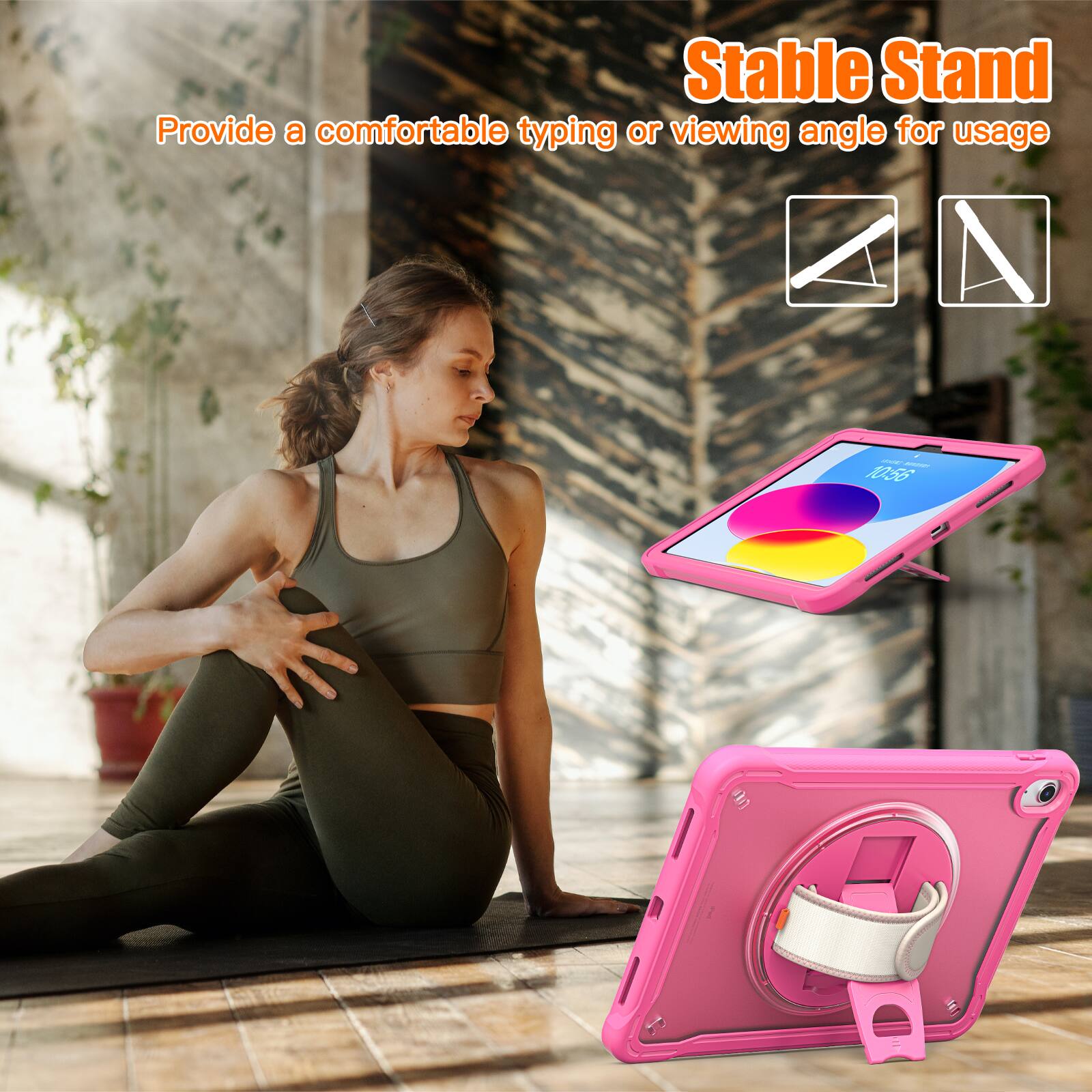 Stable Stand  
Provide a comfortable typing or viewing angle for usage