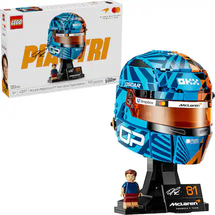 COM EASY MILAREN ........ 0 .O.... PI.AM LEGO X DICAR d - 00 ANO Oecar OP TRI PE 81 aE MCLaren - . 793 pcs/pzs Editene - Piastri Helmet OSCAR - - FT Team Oscar McLaren Mastercard 14+ 43017 O Dropbox McLaren OP QUAO LOCK dR 81 MCLaren FORMULA 1 MAIT
