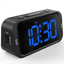 Dazzed Corner - Digital Dual Alarm Clock,USB Charger,12/24Hr - Black