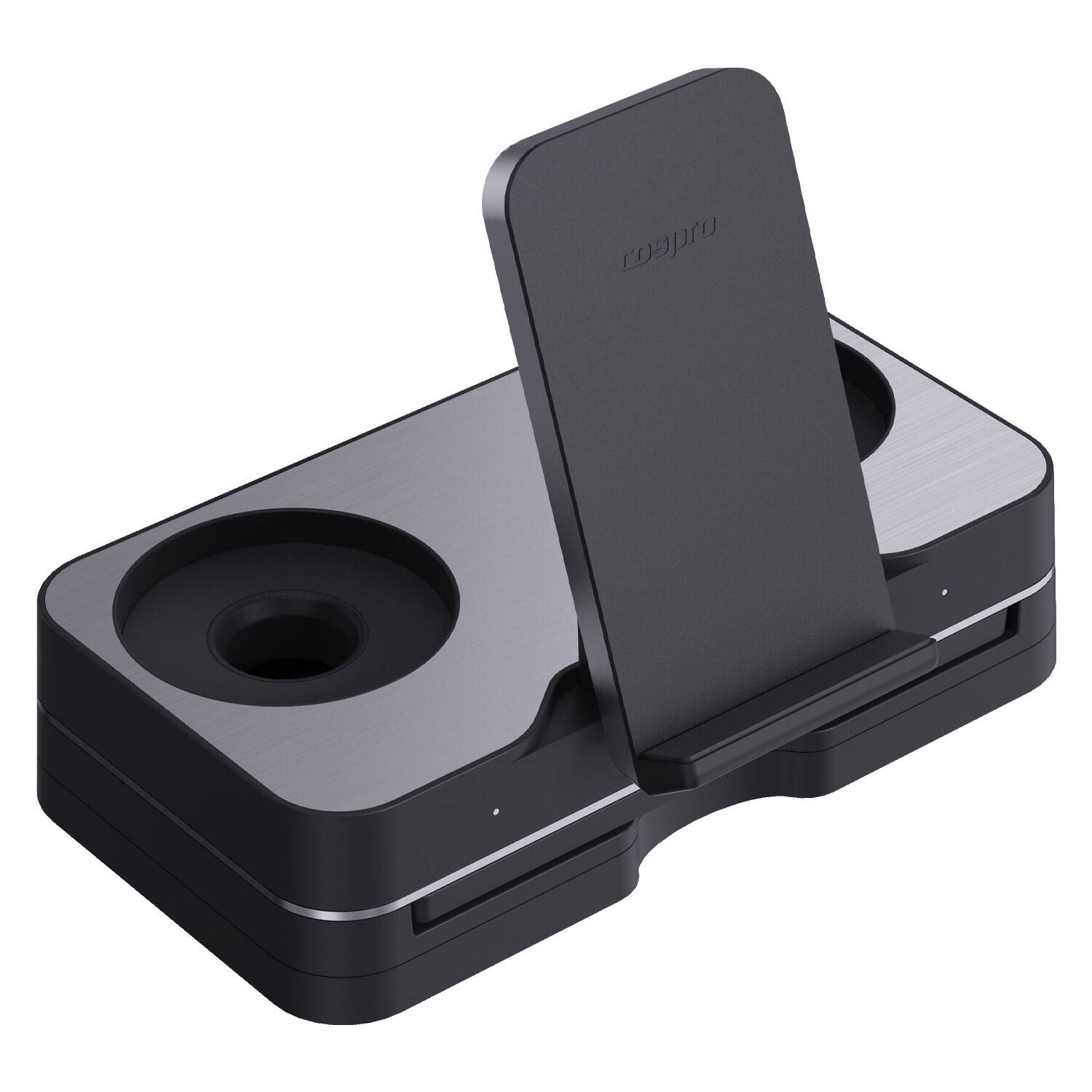 Back. Cospro - Electric Salt and Pepper 2 Grinders with Smart Phone Charging Pad - Stainless Steel.