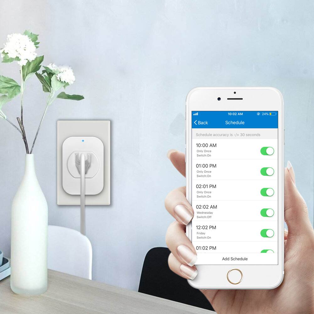 Schedule accuracy is -/+ 30 seconds
10:00 AM Only Once Switch:On
01:00 PM Only Once Switch:On
02:01 PM Wednesday Switch:Off
12:02 PM Friday Switch:On
01:02 PM Add Schedule