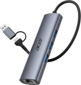Acer - USB to Ethernet Adapter, USBC Hub Ethernet 1Gbps with 3*USB 3.0, Aluminum Heat Dissipation, Driver Free