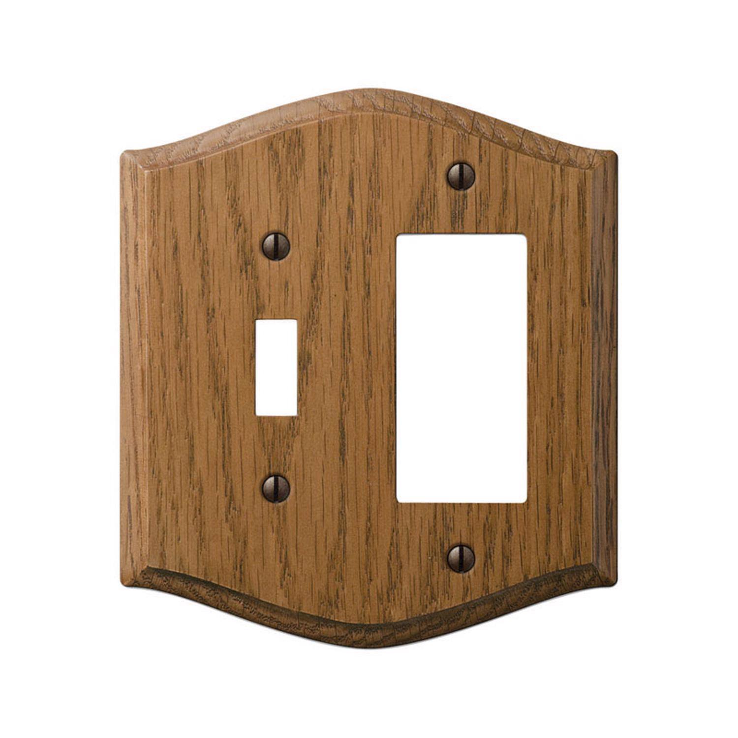 Angle. AMERELLE - Amerelle Country Medium Brown 2 gang Oak Wood Decorator/Toggle Wall Plate 1 pk - Brown.