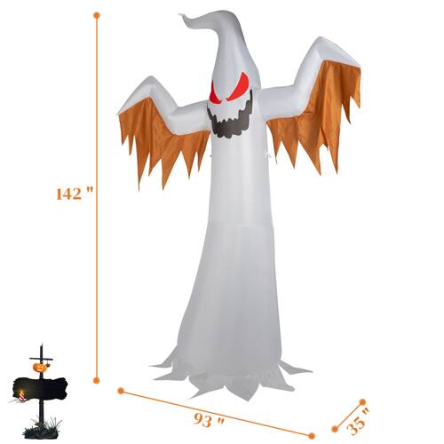 Alt View 2. Winado - 12FT Halloween Inflatable Giant Ghost Holiday Decoration with Build-in LED Lights Blow Up for Indoor Outdoor Garden Lawn - White.