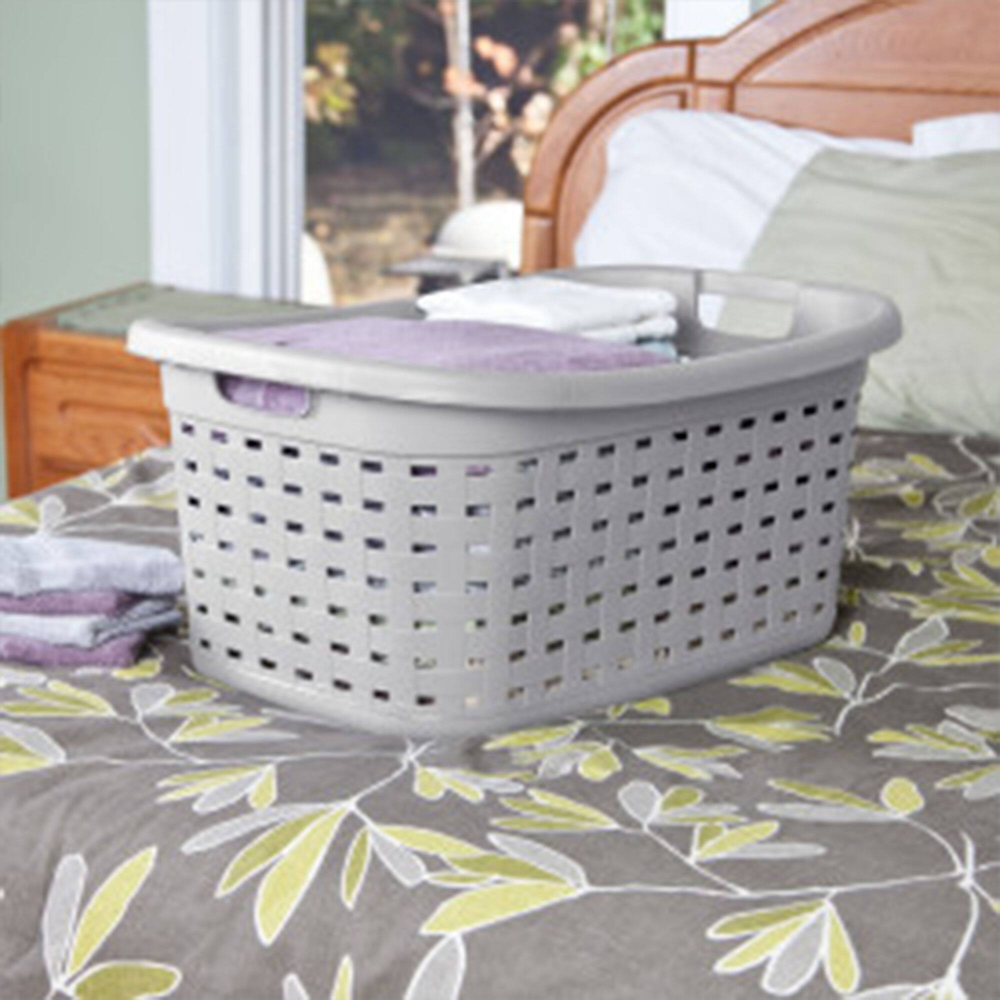 Alt View 3. Sterilite - Sterilite Weave Laundry Basket, Plastic Clothes Hamper w/Handles, 6 Pack, Cement.