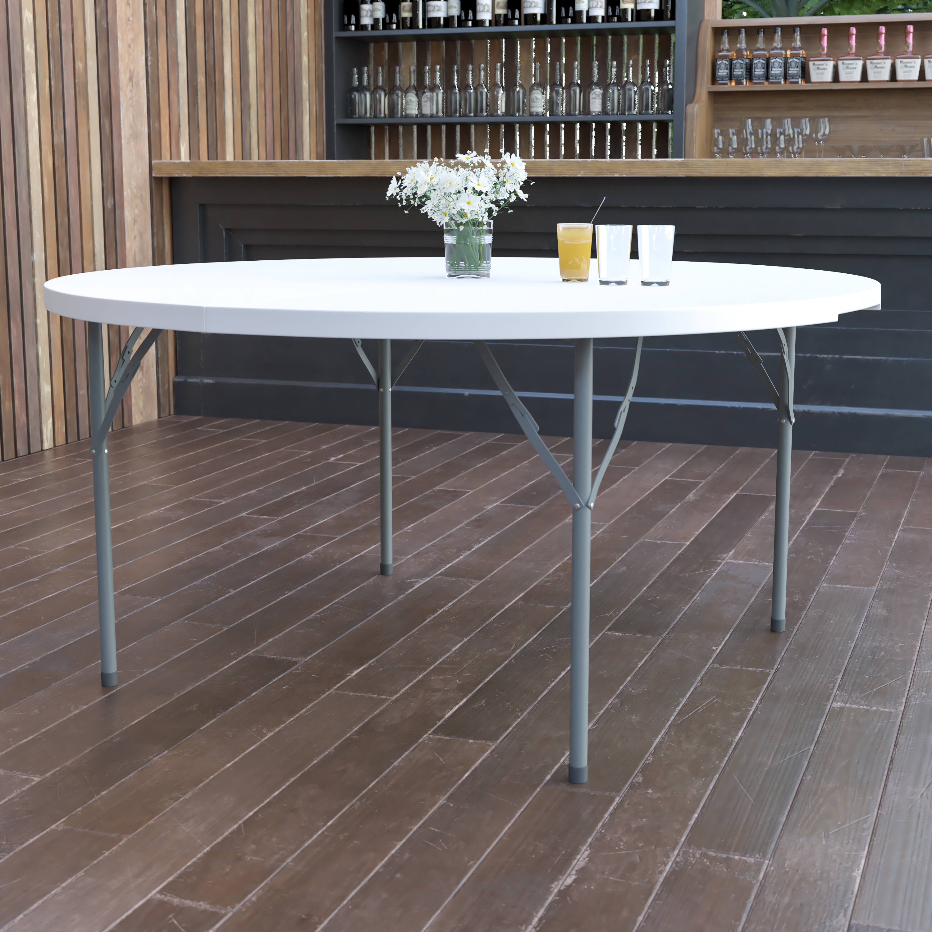 Alt View 11. Alamont Home - Elon 5-Foot Round Granite White Plastic Folding Table - Banquet / Event Folding Table - Granite White.