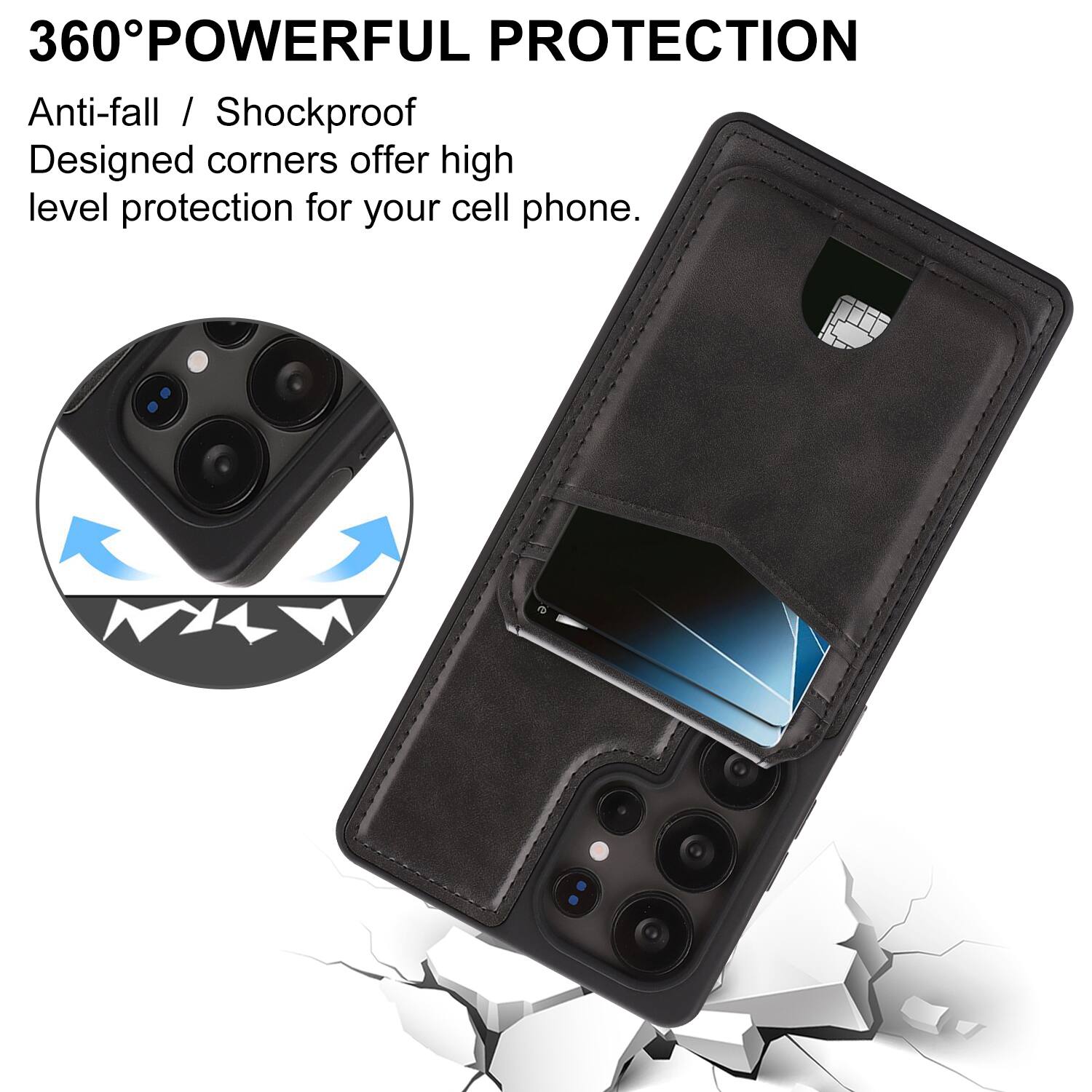 360° POWERFUL PROTECTION  
Anti-fall / Shockproof  
Designed corners offer high level protection for your cell phone.