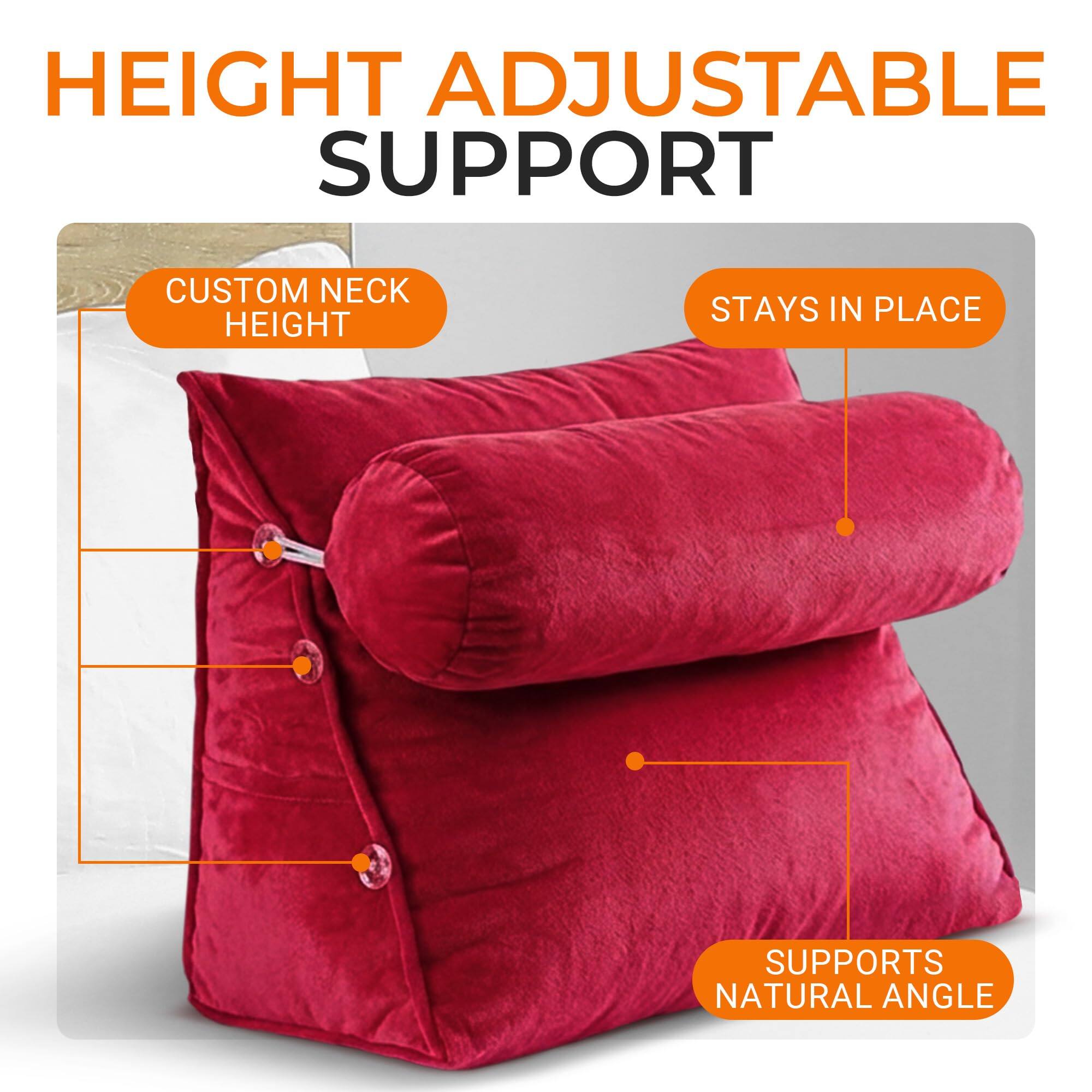 HEIGHT ADJUSTABLE SUPPORT  
CUSTOM NECK HEIGHT  
STAYS IN PLACE  
SUPPORTS NATURAL ANGLE