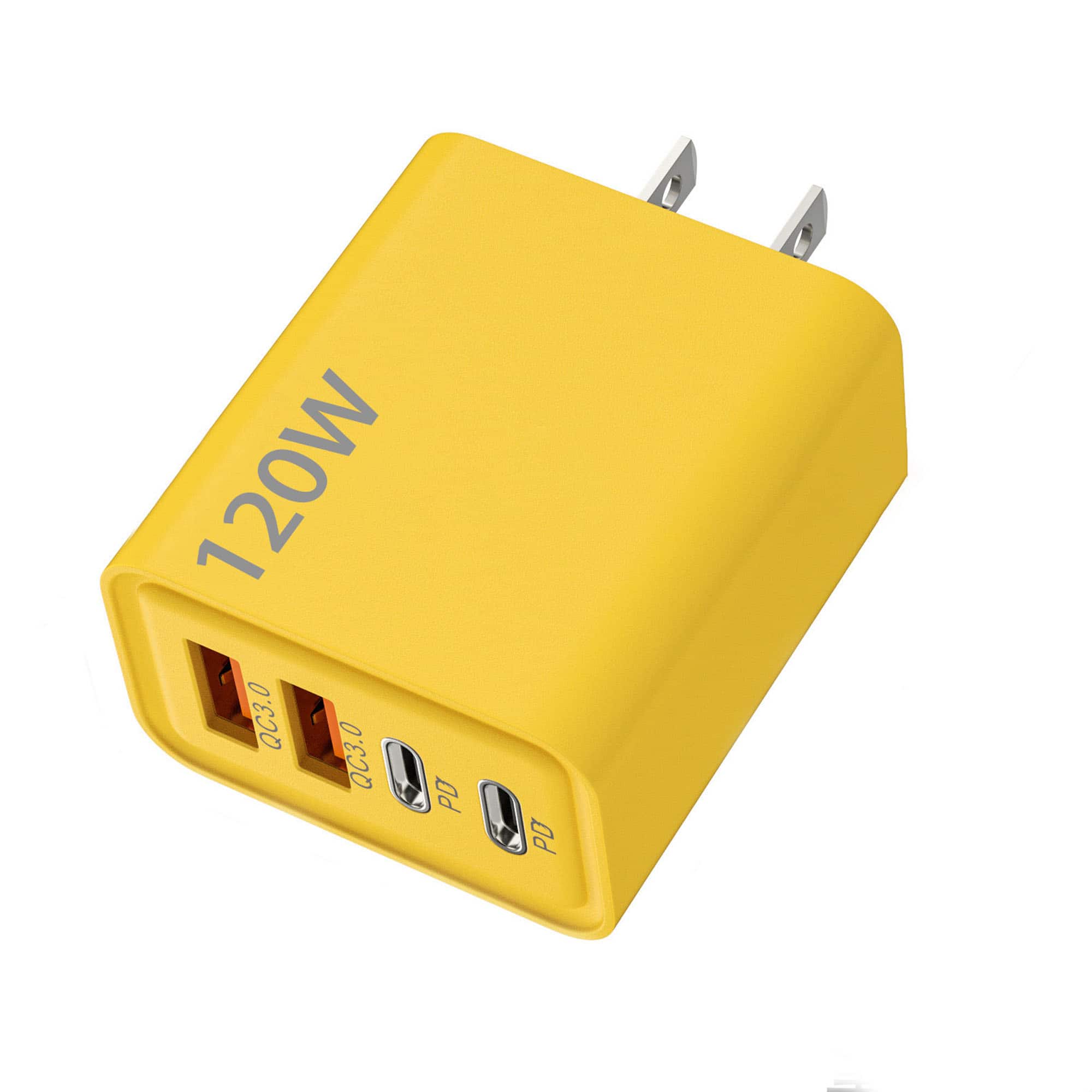 YONWAY - 120W Fast Charging Charger, 2 USB 2 Type-C Ports Adapter, US Plug Wall Charger for iPhone and Android
