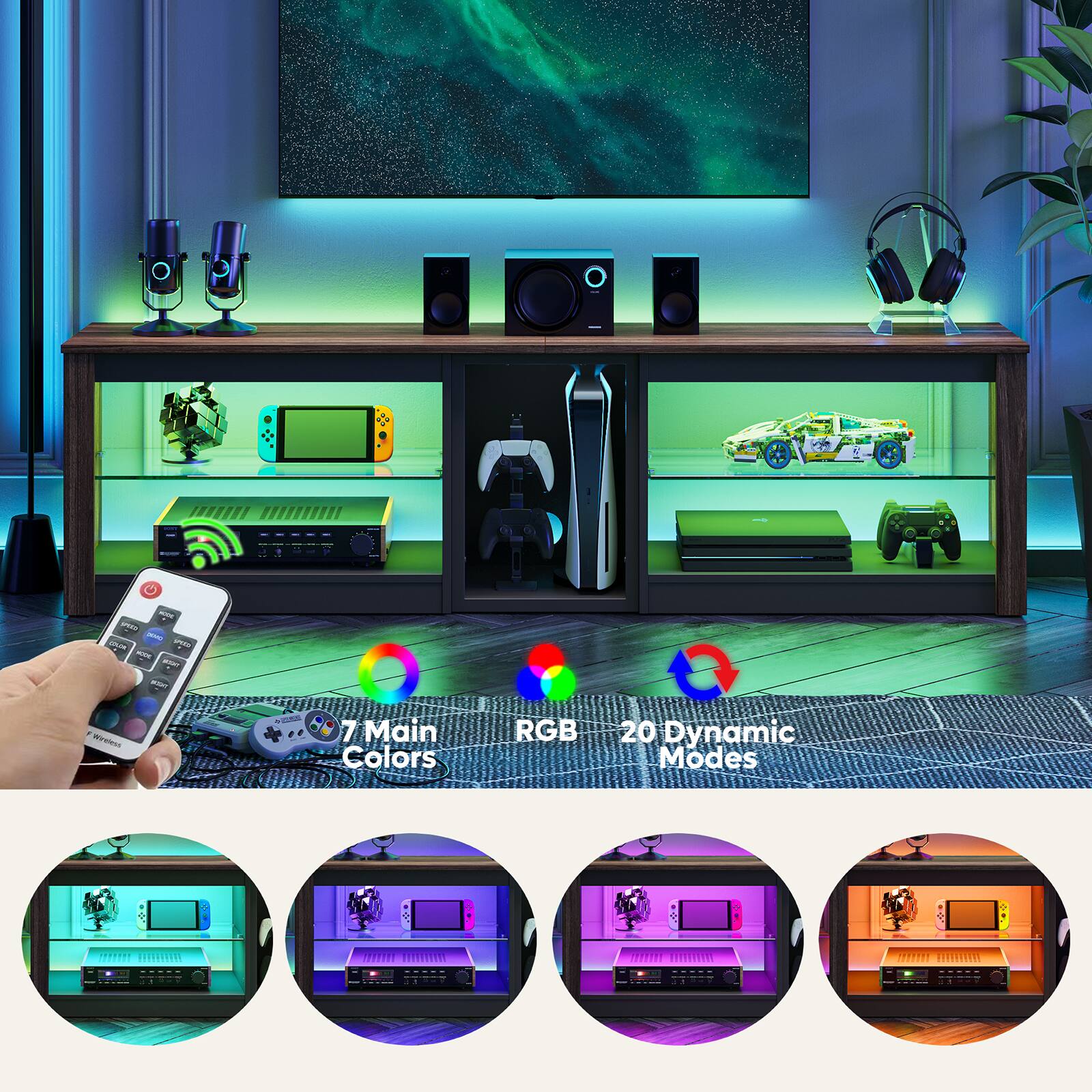 - 7 Main Colors
- RGB
- 20 Dynamic Modes
