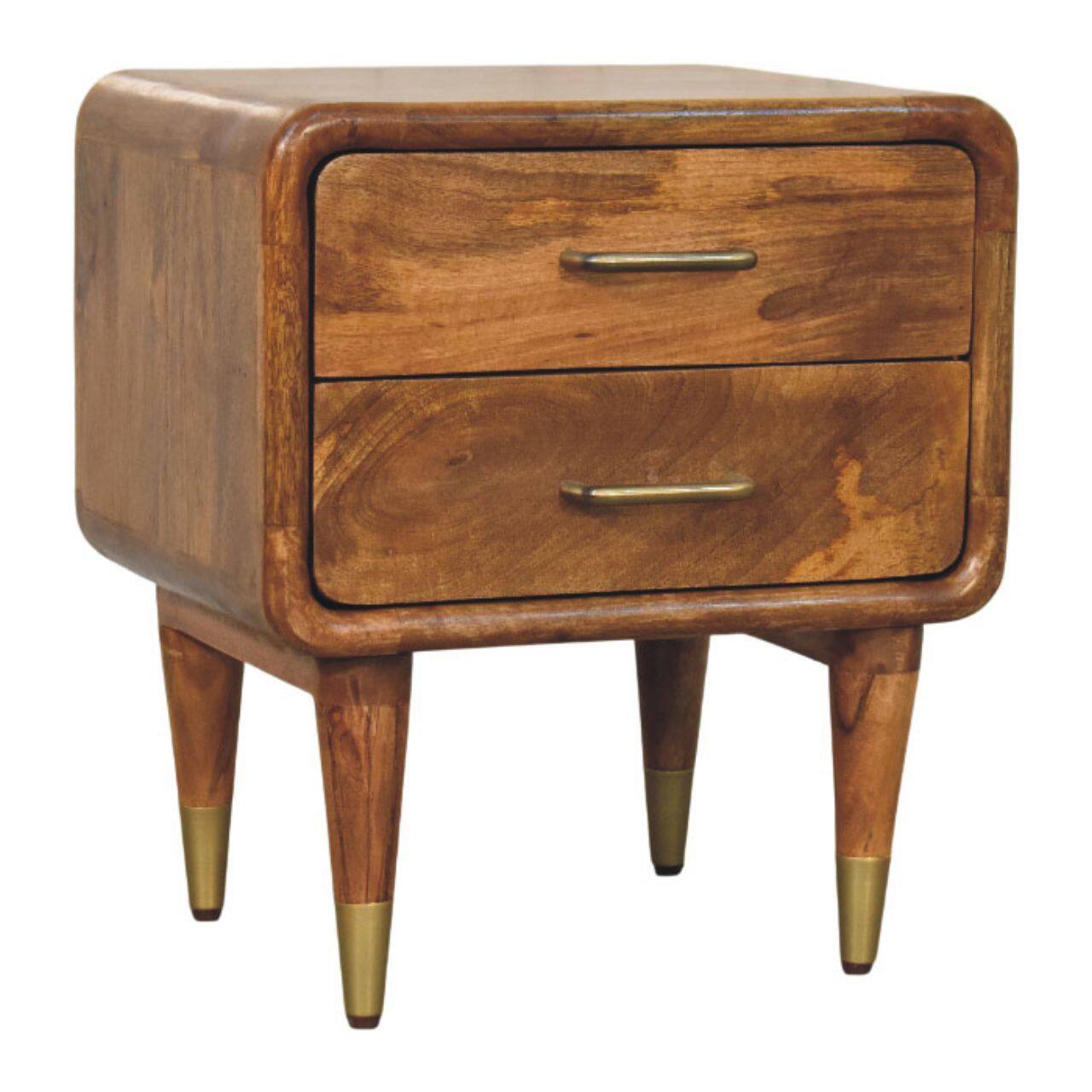 Back. Artisan Furniture - Artisan Furniture Solid Wood Amber Oak Bedside Table, 2 Drawers, Brown - Brown.