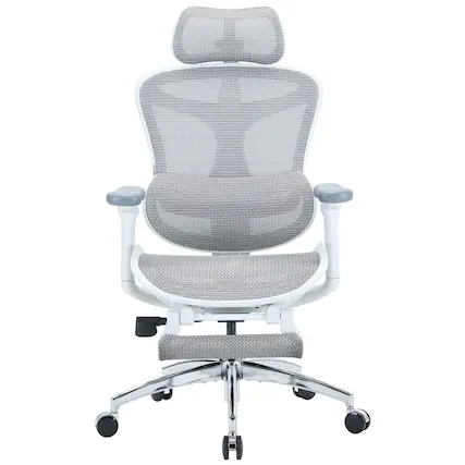 Front. SIHOO - C300 Computer Chair with Footrest,Gaming Chair with Soft 4D Armrests, Dynamic Lumbar Support and Swivel Office Chair - Basic - Gray.