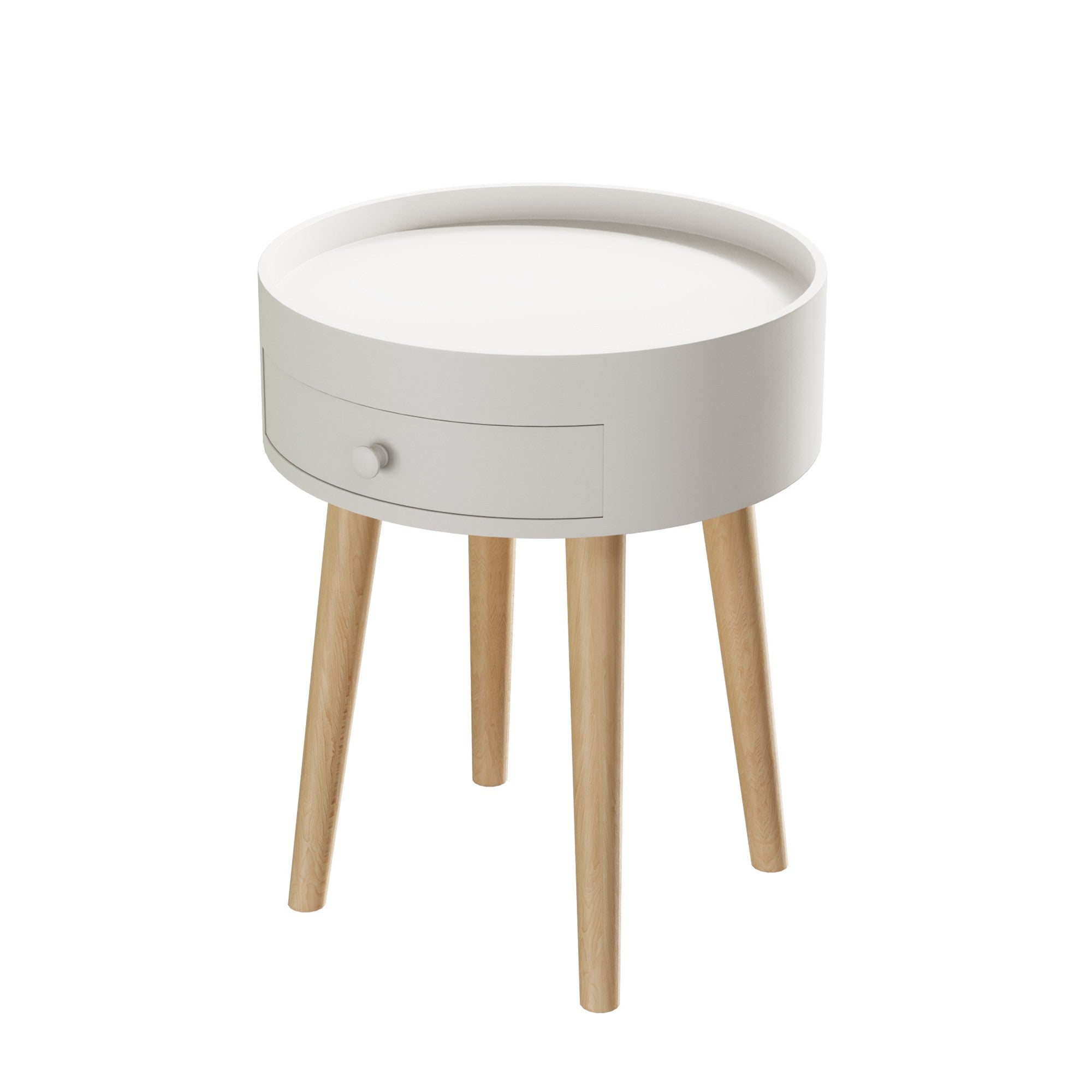 Alt View 8. Boyel Living - 18 in White Nightstand with Storage Drawer and Solid Oak Legs - White.