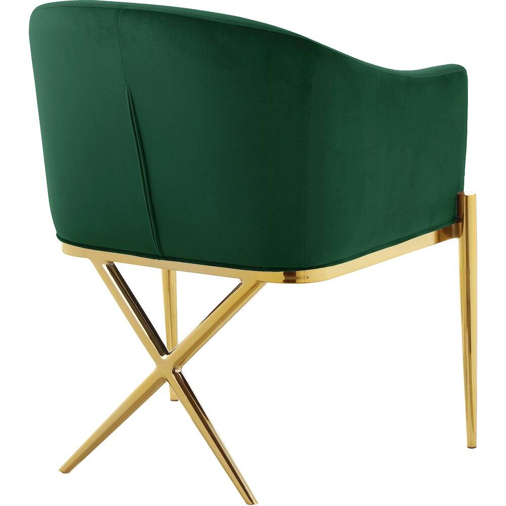 Alt View 1. Meridian Furniture - Xavier Green Velvet Dining Chair - Green.