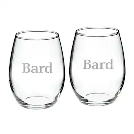 Jardine - Bard College Raptors Team 21oz. 2-Piece Stemless Wine Glass Set - Multicolor