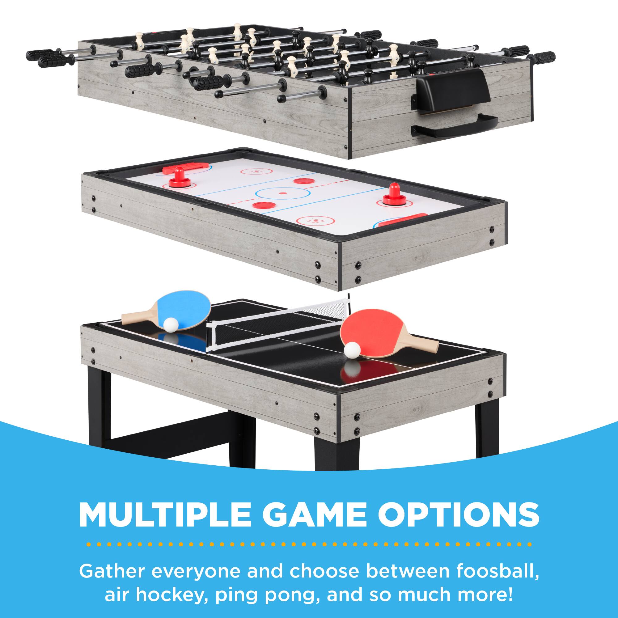 **MULTIPLE GAME OPTIONS**

Gather everyone and choose between foosball, air hockey, ping pong, and so much more!
