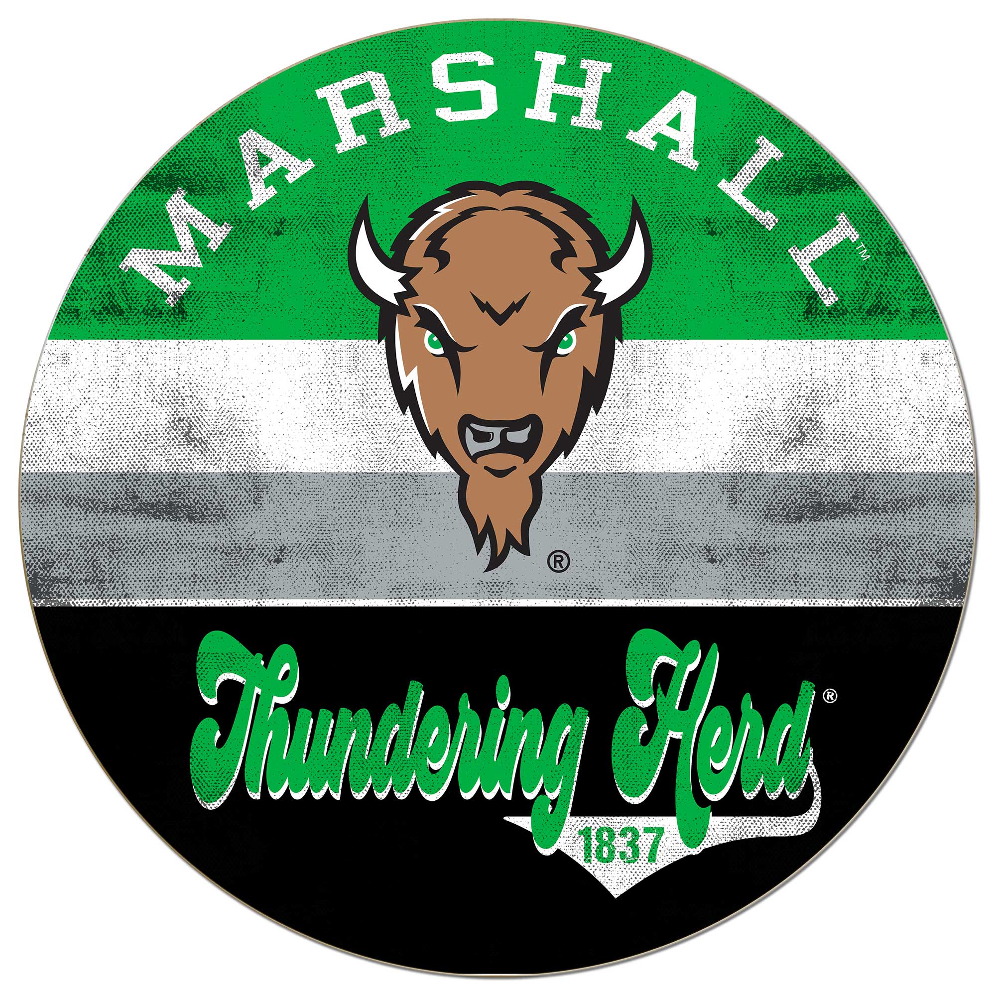 Marshall Thundering Herd 20'' x 20'' Retro Logo Circle Sign