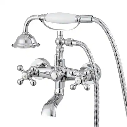 Front. VEVOR - Clawfoot Tub Faucet, Wall Mount Bathtub Faucets, Vintage Polished Chrome Clawfoot Tub Filler Faucet Shower Kit - Polished Chrome.