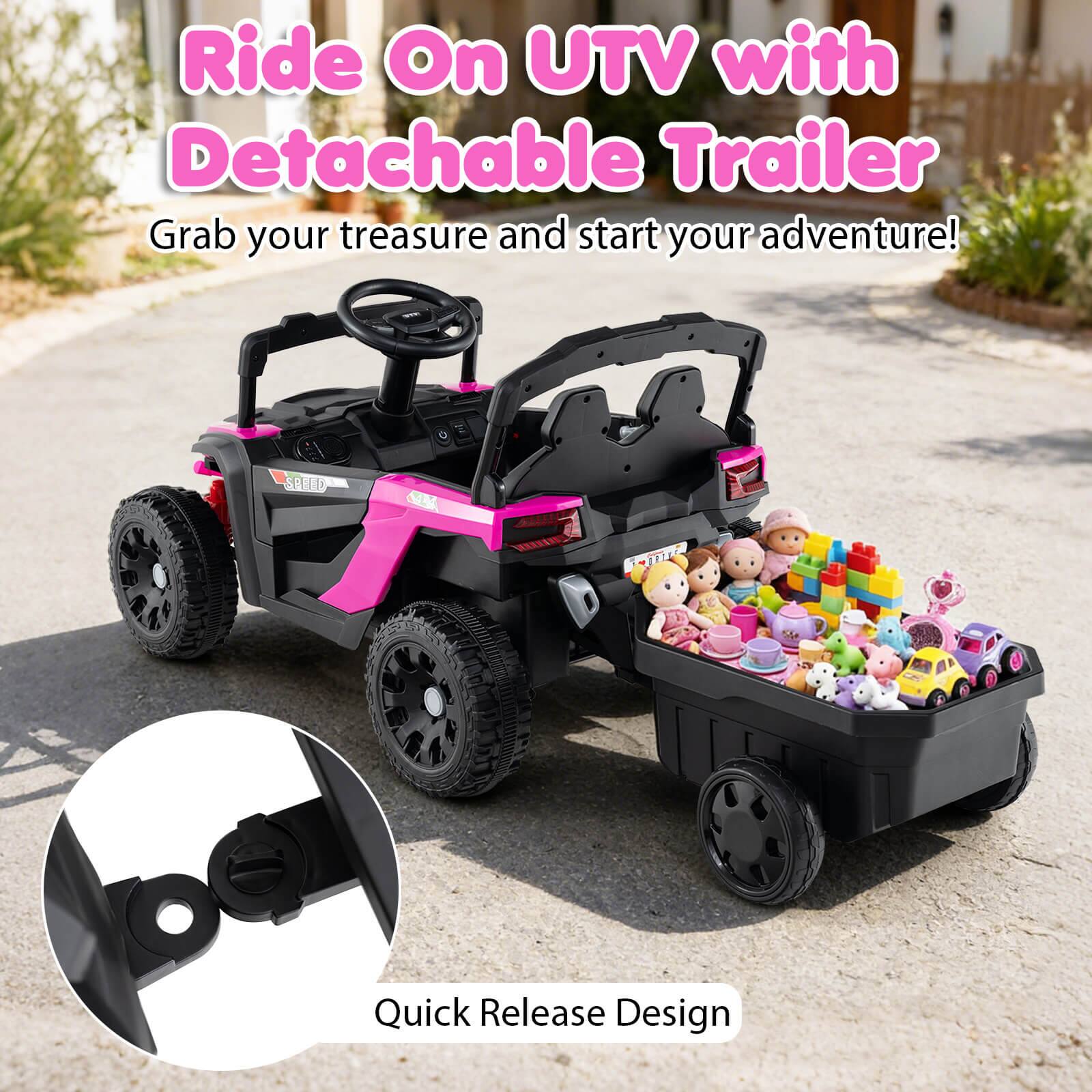 Ride On UTV with Detachable Trailer

Grab your treasure and start your adventure!

Quick Release Design