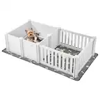 Front. VEVOR - Dog Whelping Box, 73x38x19.7 in, Plastic Dog Whelping Pen with Adjustable Height Door, Puppy Playpen.