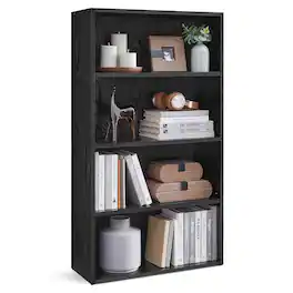 Songmics Home - Bookshelf, 4-Tier Bookcase, Book Shelf, Open Storage Shelf, 9.4 x 23.6 x 42.4 Inches, for Living Room, Home Office - Ebony Black