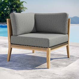 Clearwater Outdoor Patio Teak Wood Corner Chair by Modway - Gray Graphite
