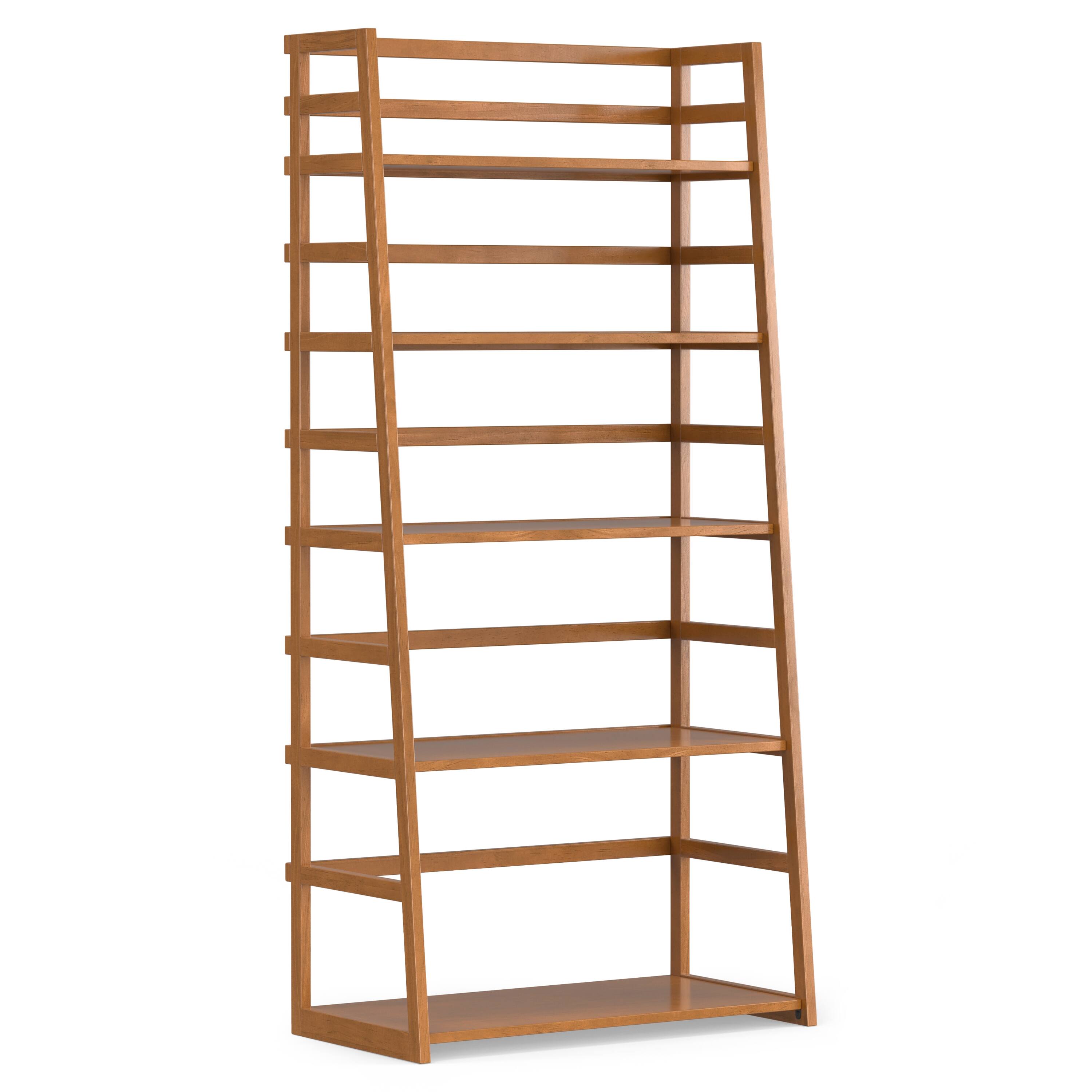 Alt View 2. Simpli Home - Acadian 30 inch 5 Shelf Ladder Bookcase (Set of 2) - Light Golden Brown.