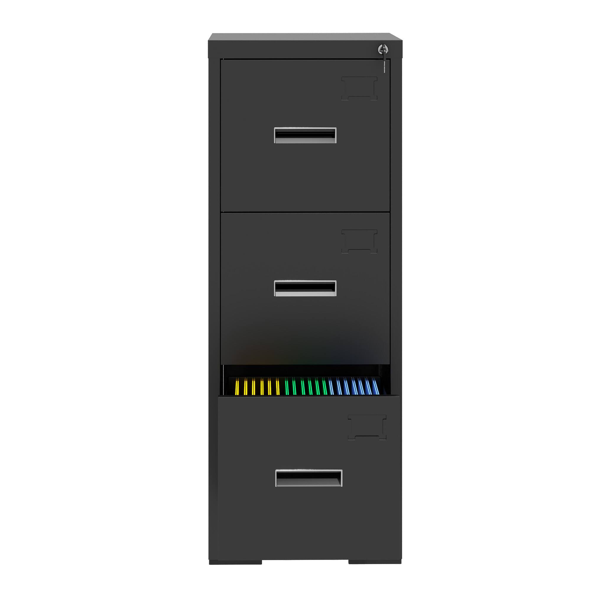 Alt View 2. GOODSILO - Three-Drawer Vertical File Storage Cabinet with Locking System and Card Slot for Office and Home Use - Black.