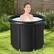 Angle. Costway - Portable Ice Bath Tub Multiple Layered Foldable Freestanding Bath Tub - Black.