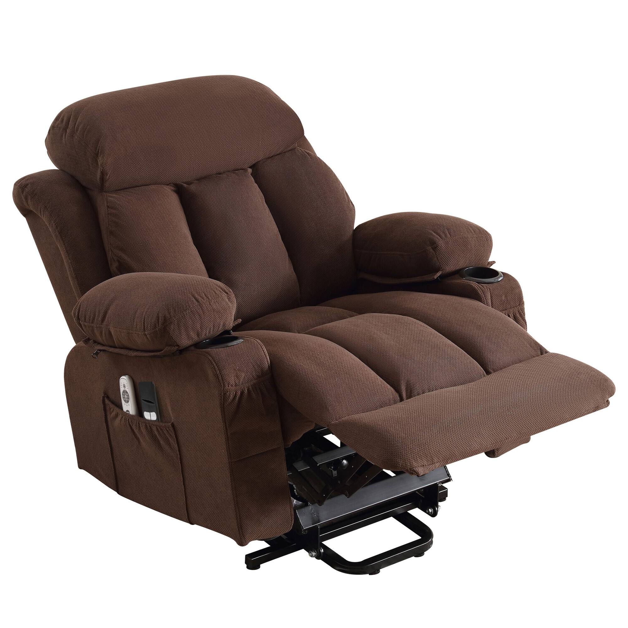 Alt View 7. GOODSILO - Power Lift Recliner Chair with Heat & Massage, Electric Fabric Recliner for Elderly with USB Port & Remote - Brown.
