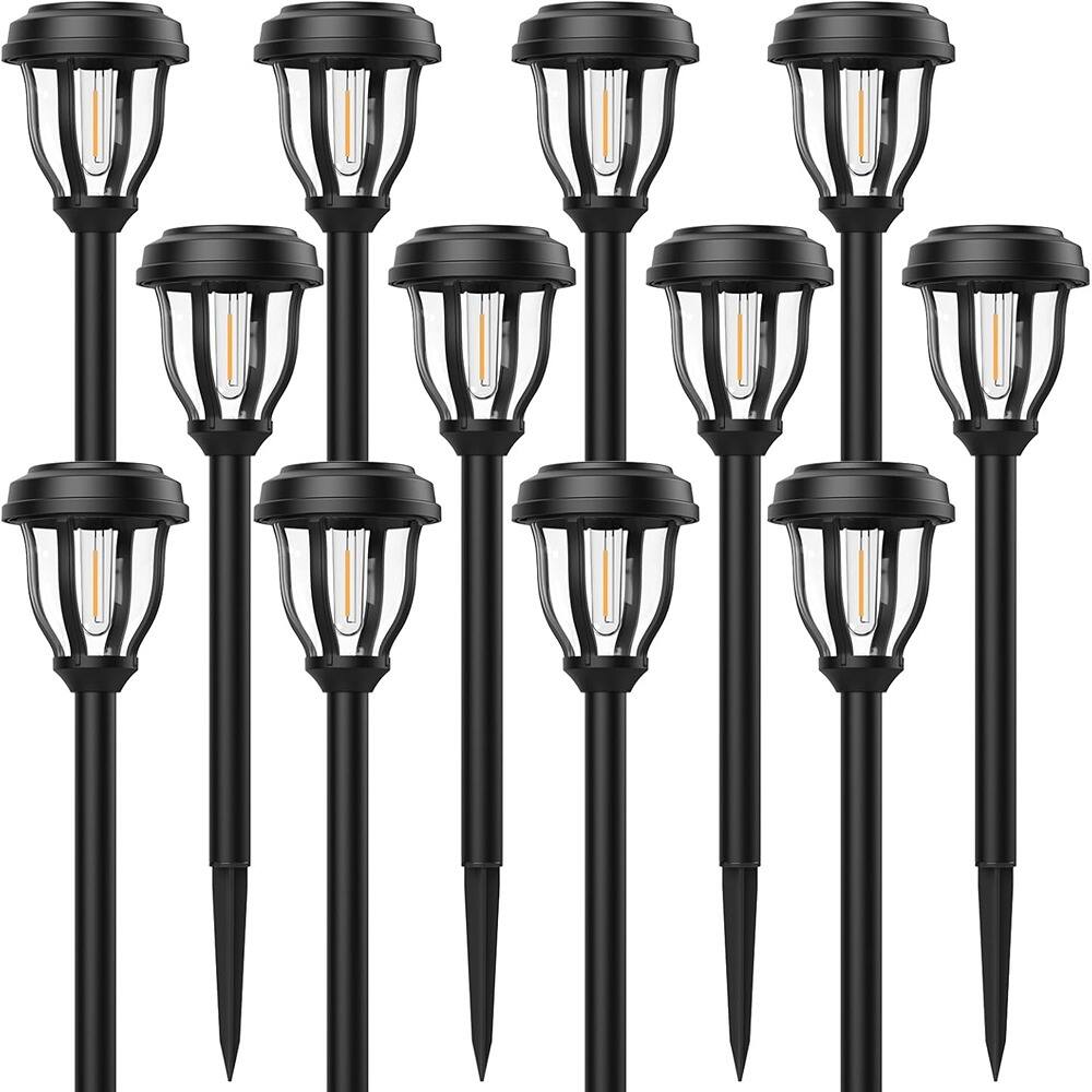 Angle. MOSZAR LLC - 12 Pack Solar Lights Outdoor, Solar Pathway Lights Auto On/Off Waterproof - White.