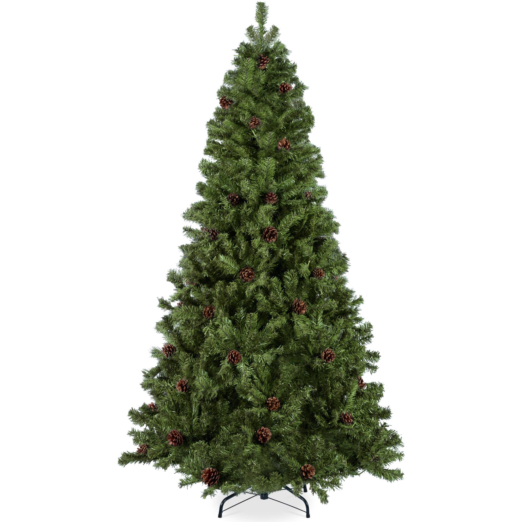 Front. Best Choice Products - Best Choice Products 6ft Pre-Decorated Holiday Christmas Pine Tree w/1,000 Branch Tips, Metal Base  Green - Green.