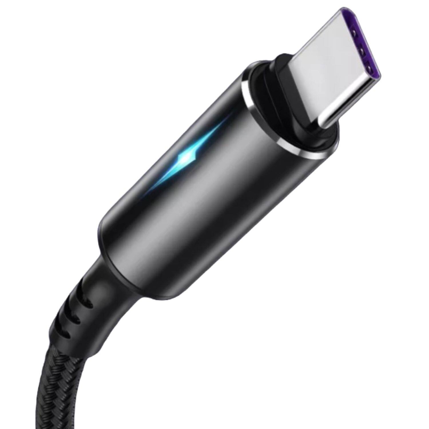 Alt View 1. Sanoxy - Super Speed USB 3.0 (Type-C to USB) Data & Sync Charger Charging Cable Braided Black (6 ft) - Black.